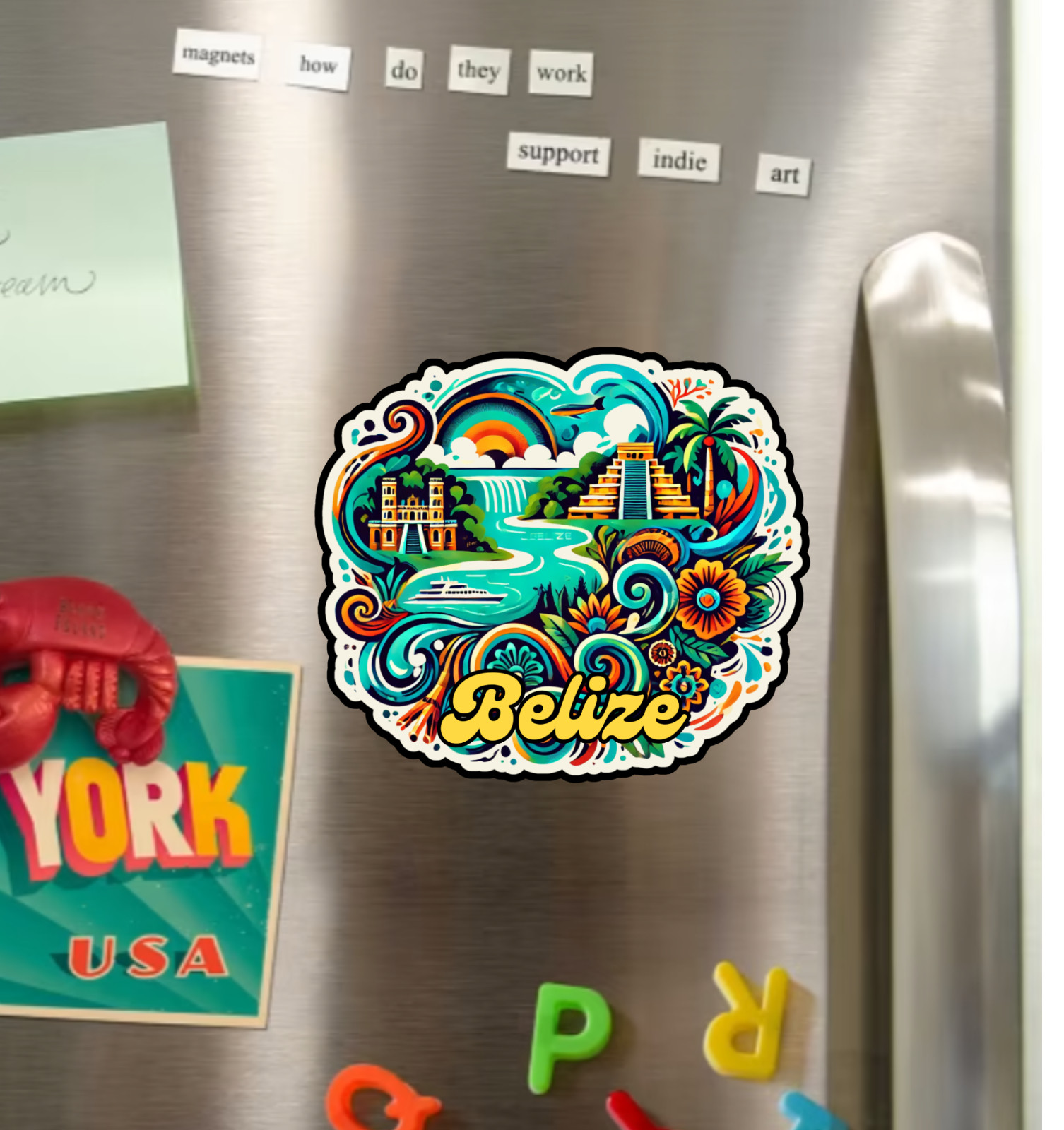 Belize Fridge Magnet or Laptop Sticker gallery