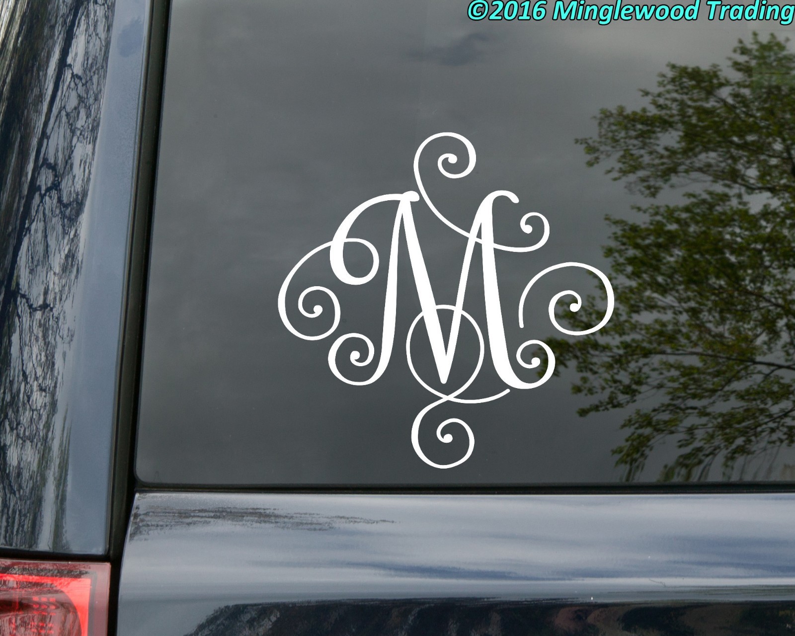 SCROLL MONOGRAM INITIAL Vinyl Decal Sticker - Decorative Letter Script Lettering gallery