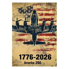 1776-2026- America 250 – Patriotic American Bomber Graphic – POSTER 20″x30″