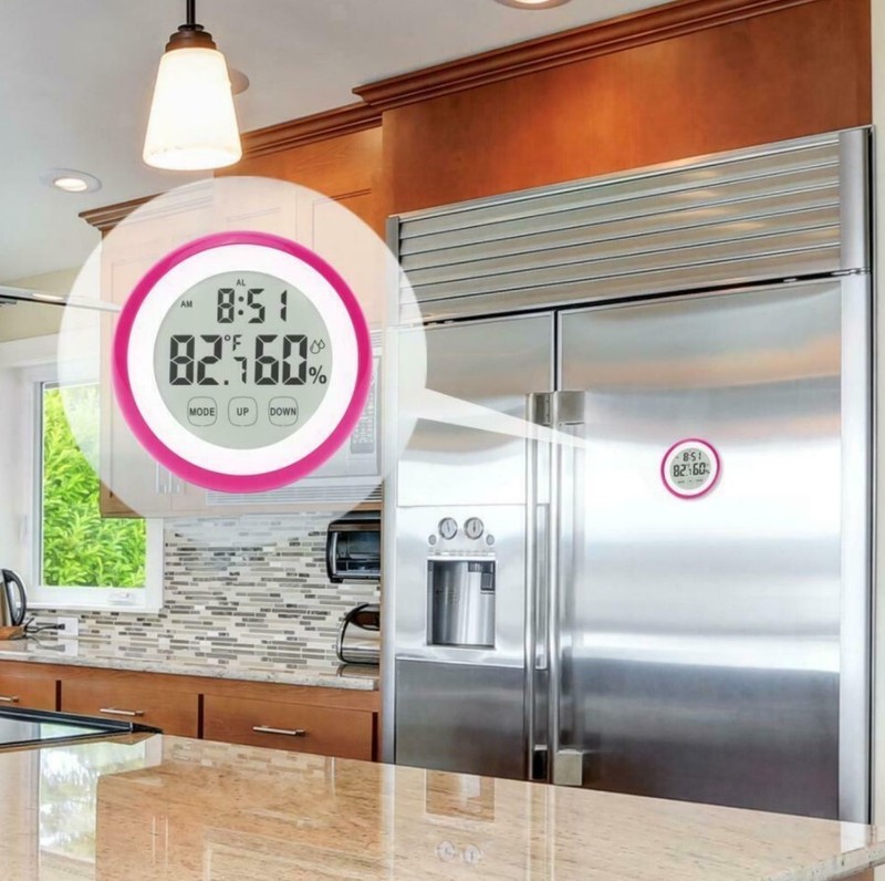 Digital Thermometer Clock, Temperature Humidity Monitor Alarm Clock Touch Screen gallery
