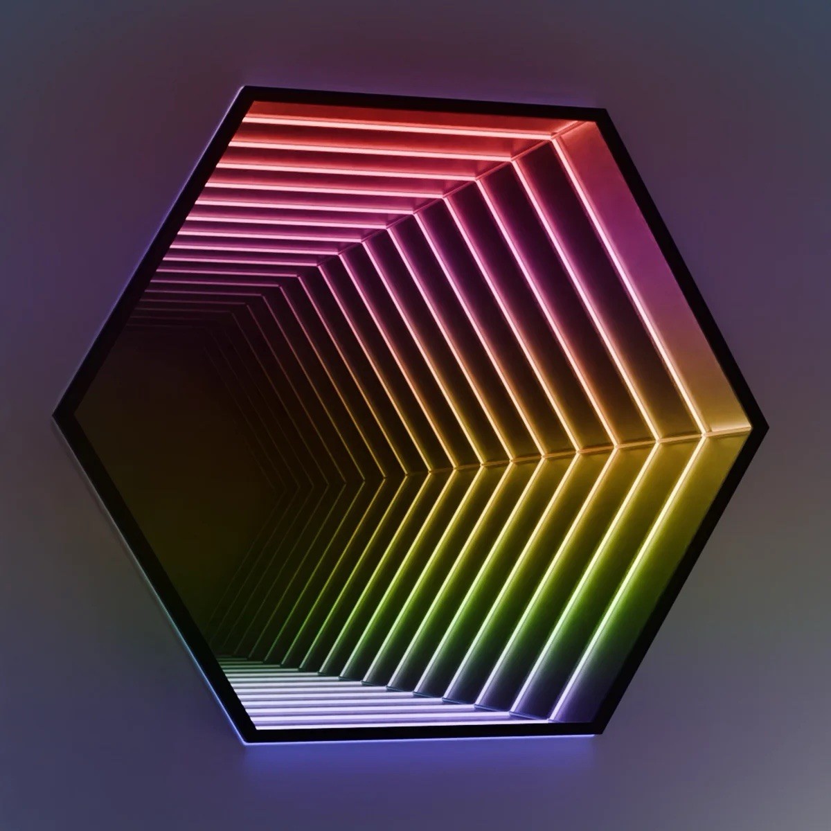 LED Infinity Color-Changing Hexagon Accent Mirror Wall Mounted 19.7 in gallery