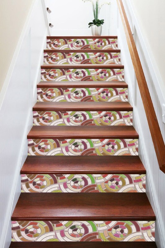 3D Circular Pattern AZ492 Stair Risers Decoration Mural Vinyl Wallpaper Kay gallery