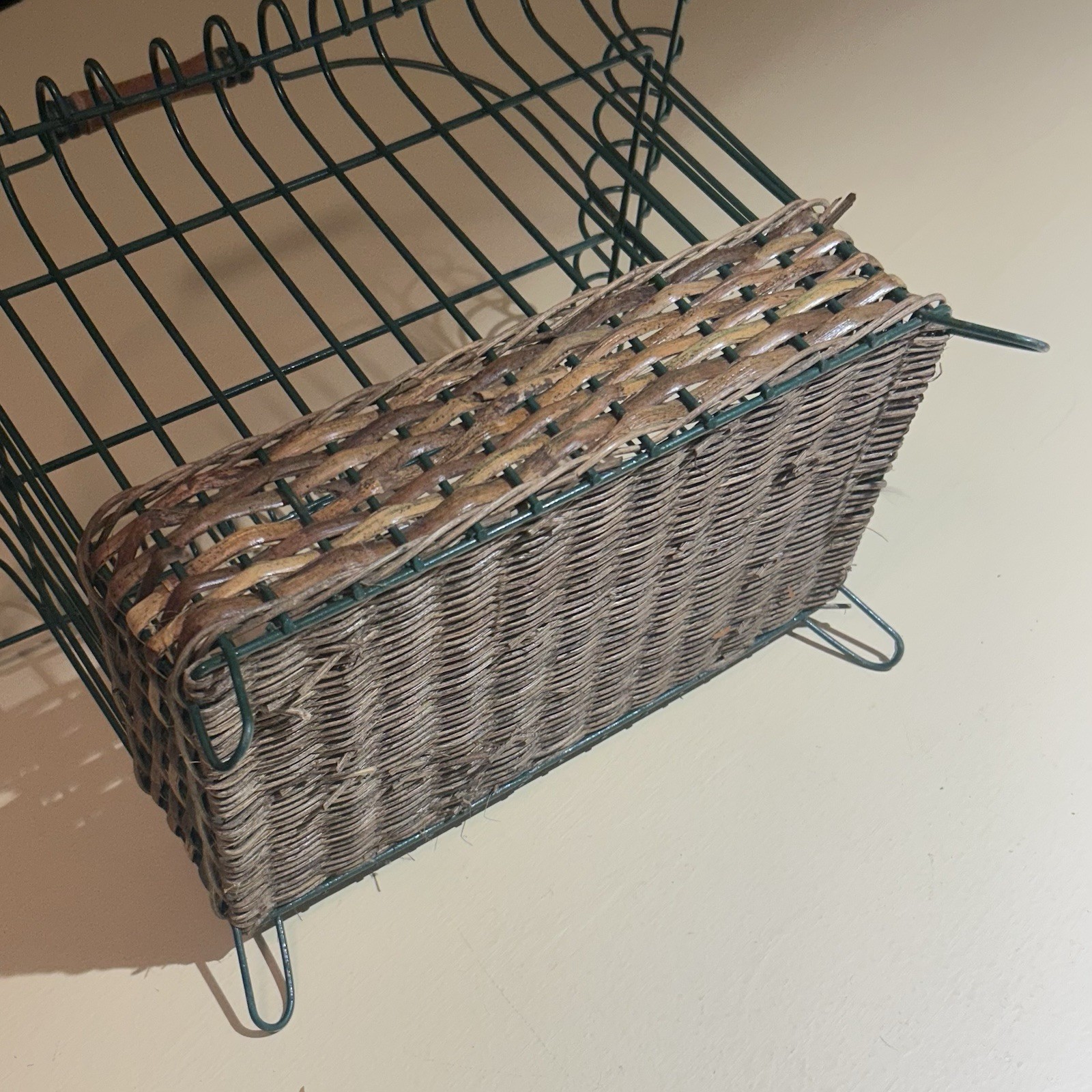 Rectangular Decorative Basket Wire & Wicker w/ Wood Handle Brown/Green Medium gallery