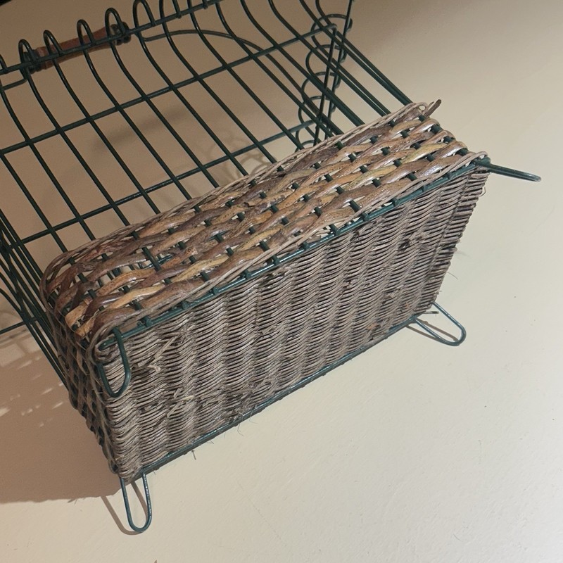 Rectangular Decorative Basket Wire & Wicker w/ Wood Handle Brown/Green Medium gallery