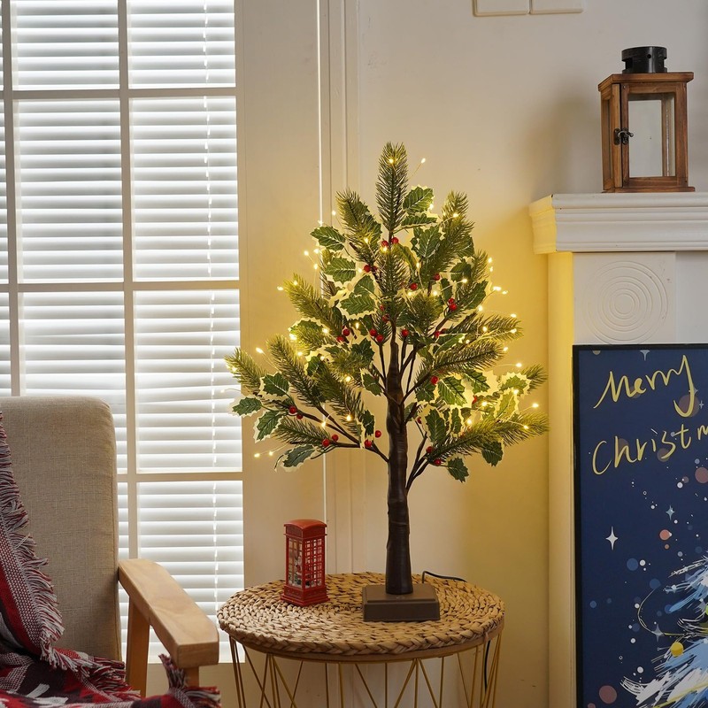 2 FT Christmas Tree with 72 LED Lights, Christmas Decorations Indoor, Fairy L... gallery