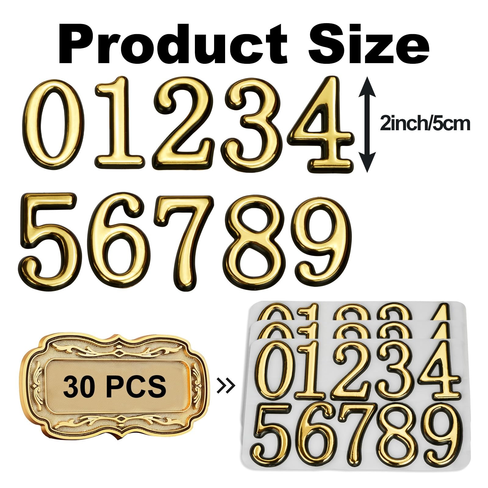 30 PCS Mailbox Numbers for Outside 3 Sets 0-9 Self Adhesive Gold House 2 In gallery