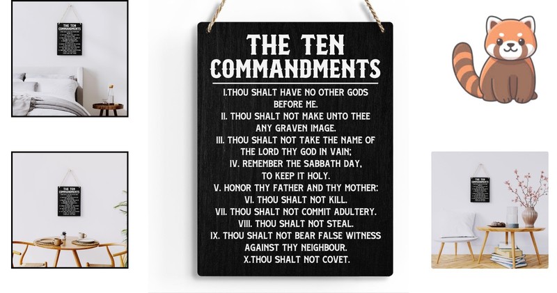 Rustic Ten Commandments Wall Art - Inspirational Bible Verses 10x8 Inches gallery
