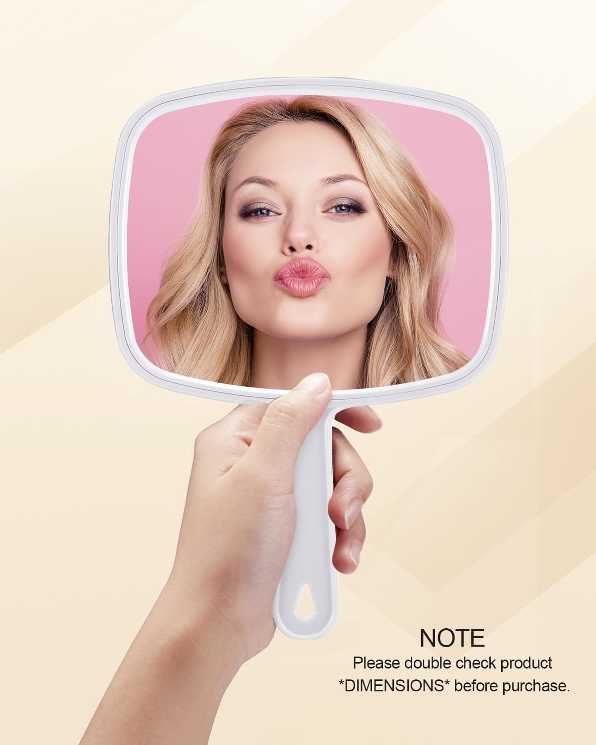 Professional White Square Hand Mirror for Barbers & Hairdressers 10.3x7.4" gallery