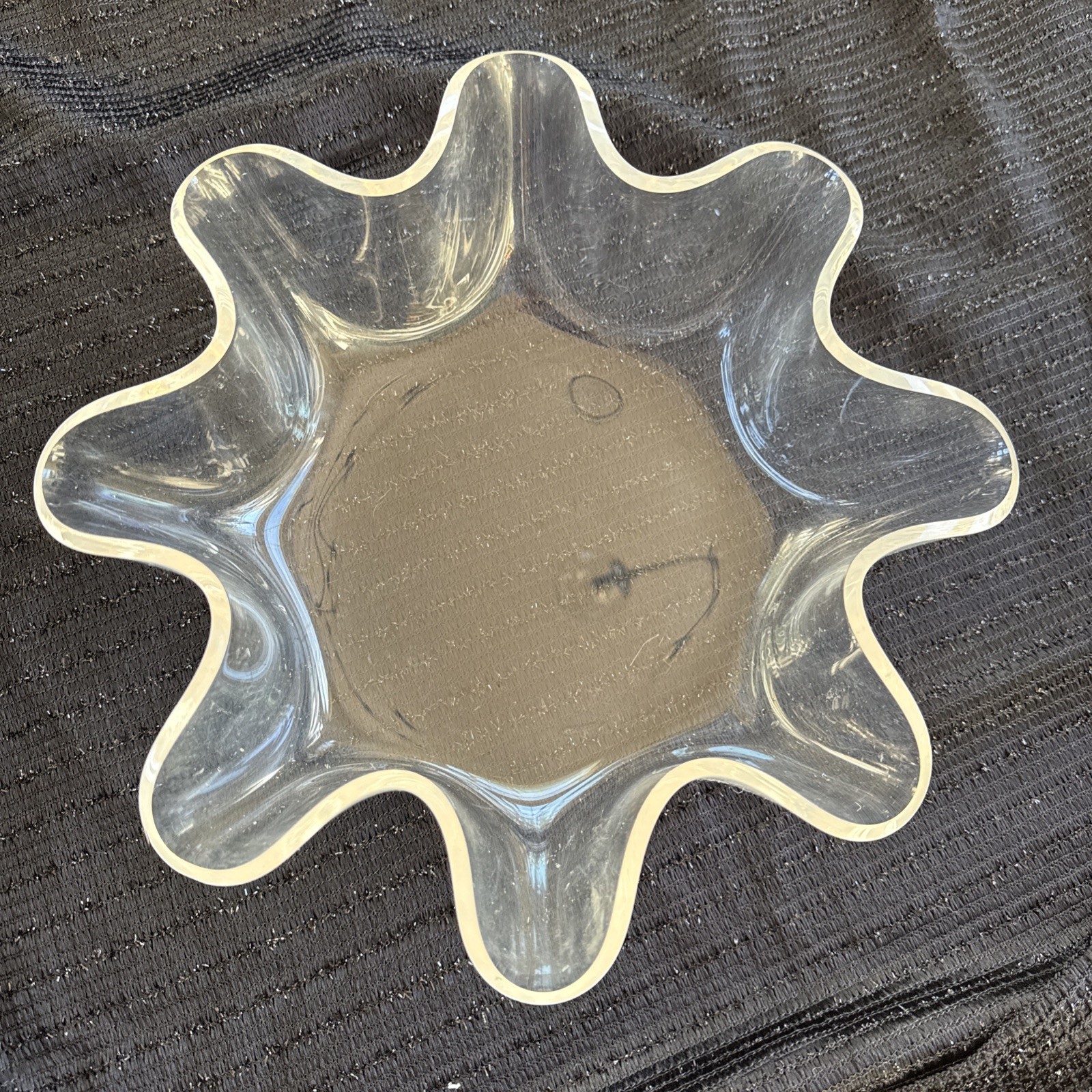 Vintage Lucite Plastic MCM Ruffle CLEAR Handkerchief serving Bowl 70's Retro gallery