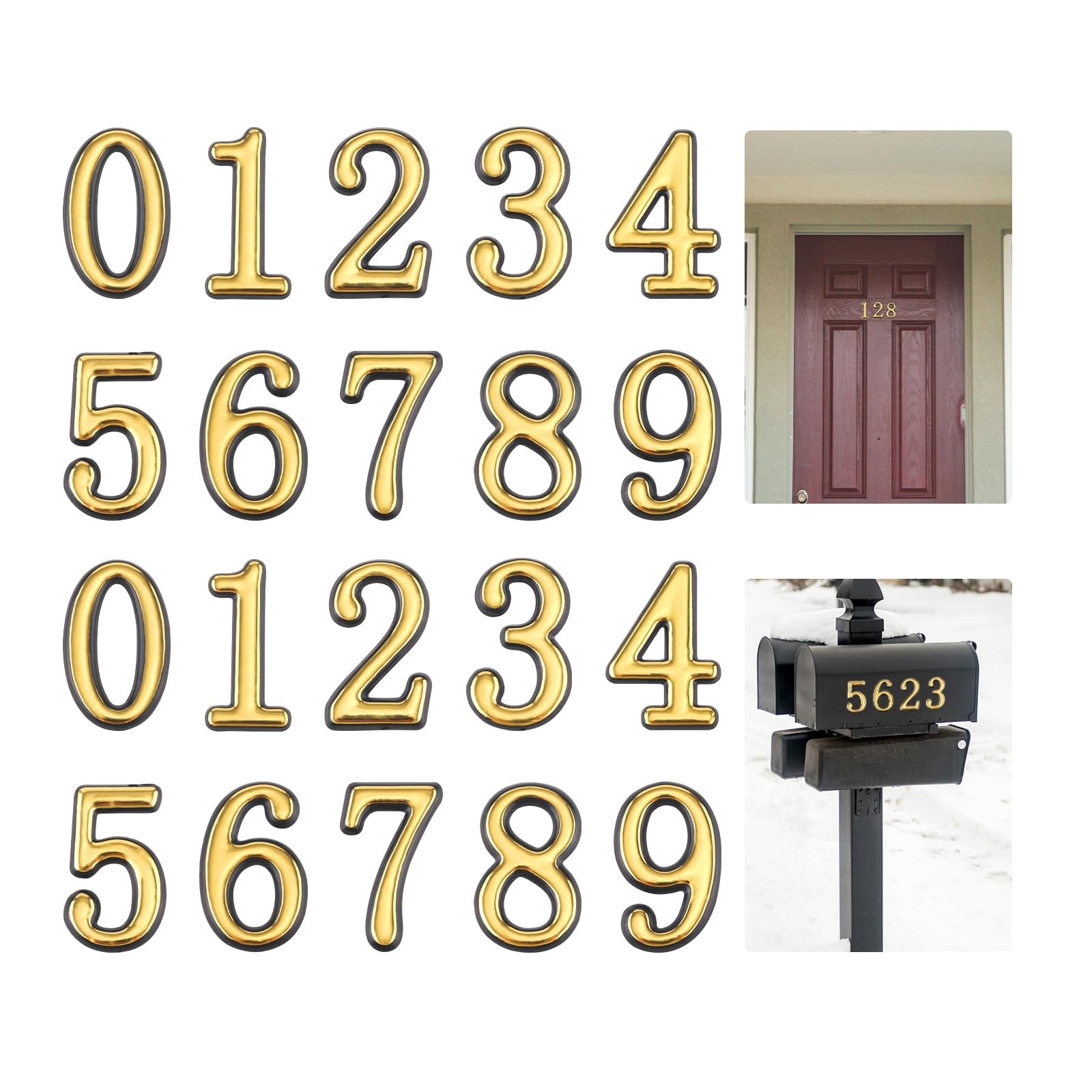 20Pcs 2 Inch Mailbox Numbers for Outside, 0-9 Gold Mailbox Numbers Self Adhesive gallery