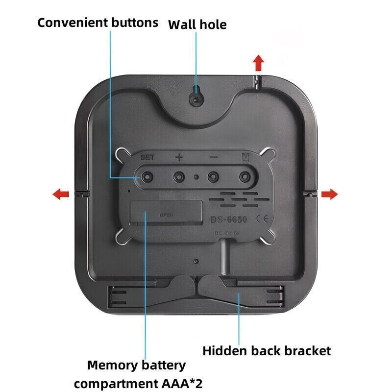 Wall Clock Remote Control Temperature Date Week Display Adjust LED Large Digital gallery