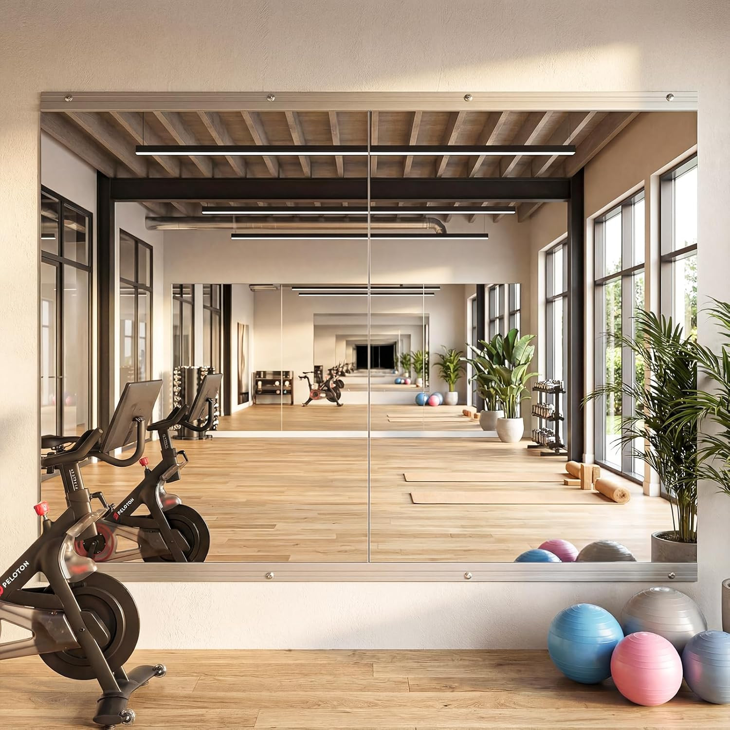 Large Frameless Full-Length Wall Mirrors for Home Gym & Dance Studio - 2PCS gallery