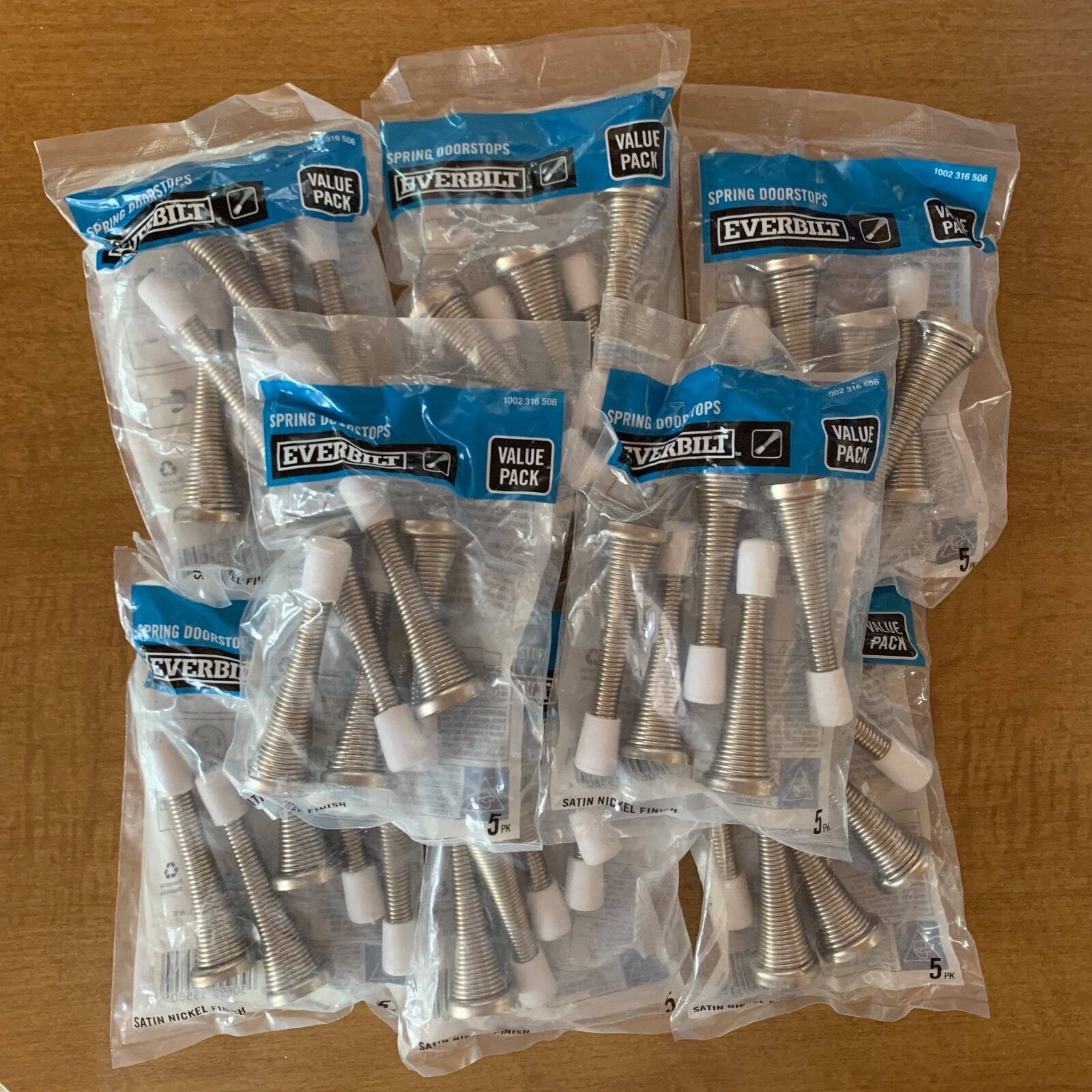 NEW Everbilt Spring Door Stops Value Pack Satin Nickel Finish Steel 1002 316 506 gallery