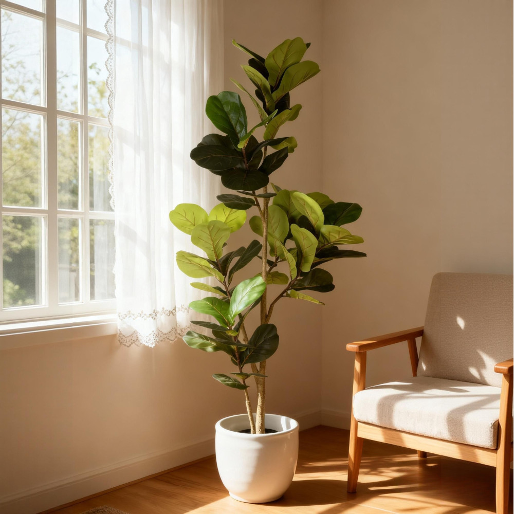 6FT Artificial Fiddle Leaf Fig Tree with Black Plastic Pot,Indoor Plant gallery