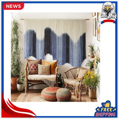 New Large Blue Macrame Wall Hanging Boho Tapestry 57×39