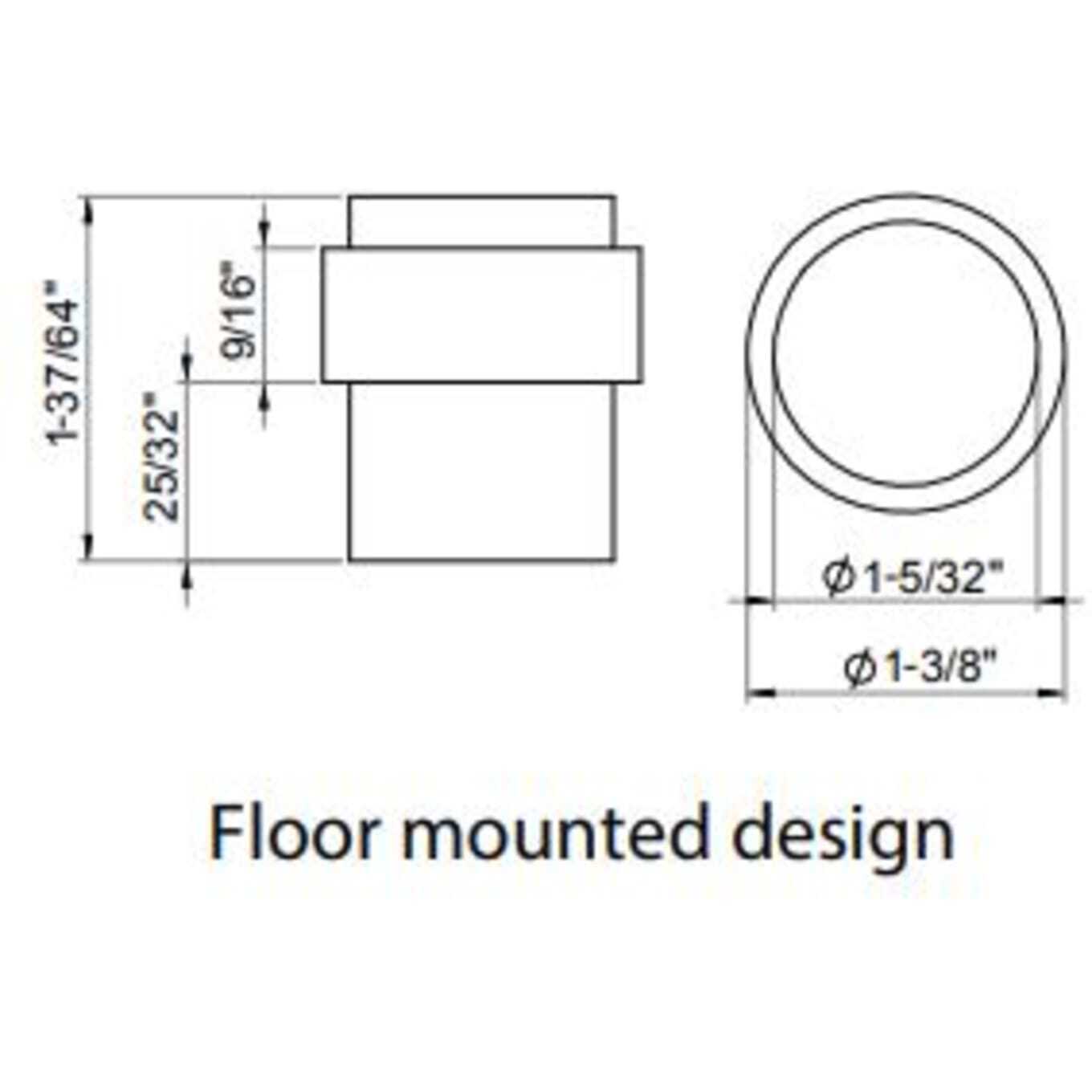 INOX DSIX 1-9/16 Inch Floor Mounted Peg Door Stop in Graphite Black gallery