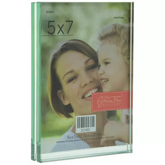 GREEN TREE GALLERY 5X7 BLOCKED GLASS PICTURE FRAME TWO SIDED HOME DECOR PHOTO
