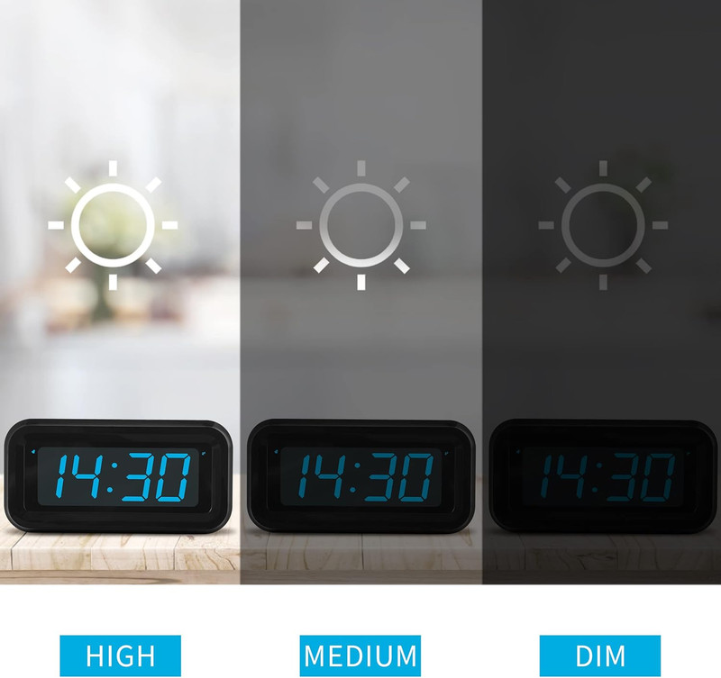Alarm Clock, Digital Clock, Constantly 1.2'' LED Blue Digits Display, Battery Po gallery
