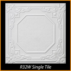 3D Polystyrene Glue Up Ceiling Tiles 20×20 R32 White Pack of 8 (21.12 s/f)