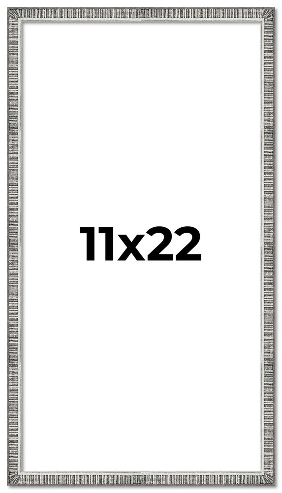 11x22 Frame Silver Grey Distressed Solid Wood Picture Frame | 0.75 Inch Moulding