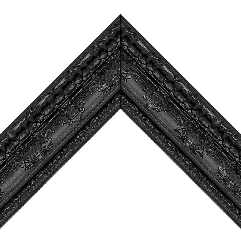 Mirror and Frame Meter Rectangular Wall Mirror Black Finish Ornate Style gallery