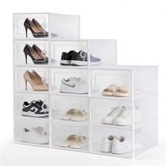 VUSIGN 12pk 9.2”x5.6” Basic Stackable Shoe Box Storage Small Clear
