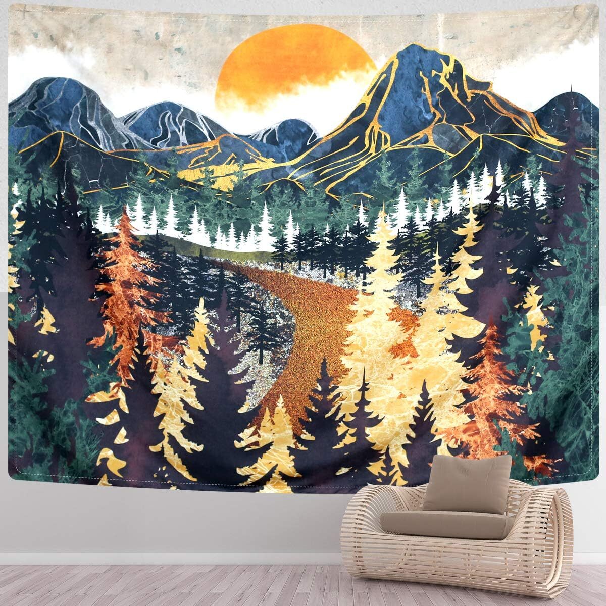 Mountain Tapestry Wall Hanging Forest Trees Art Tapestry Sunset Tapestry Road... gallery