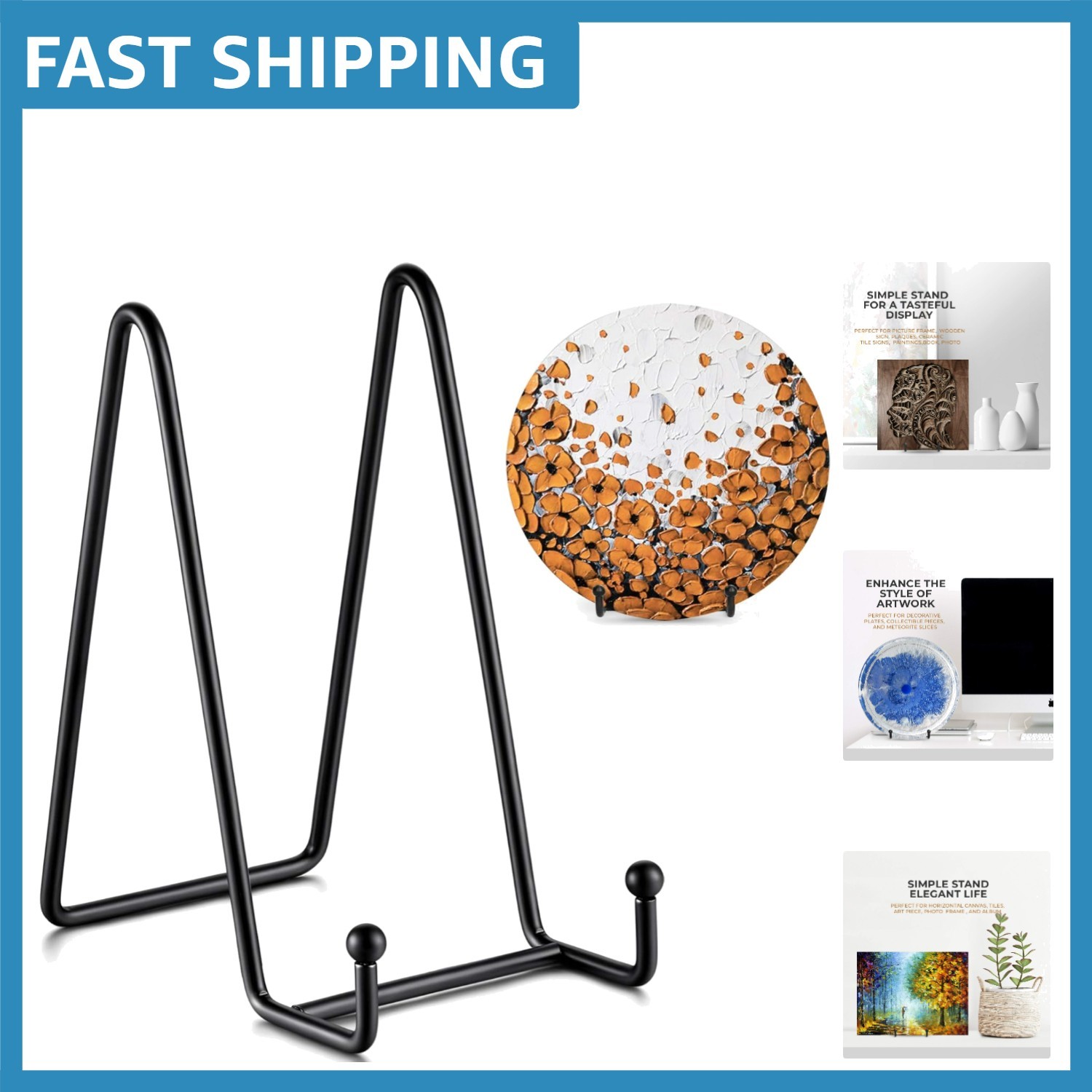 Compact 6-Inch Display Stands for Plates & Photos - 2 Pack, Contemporary Style gallery