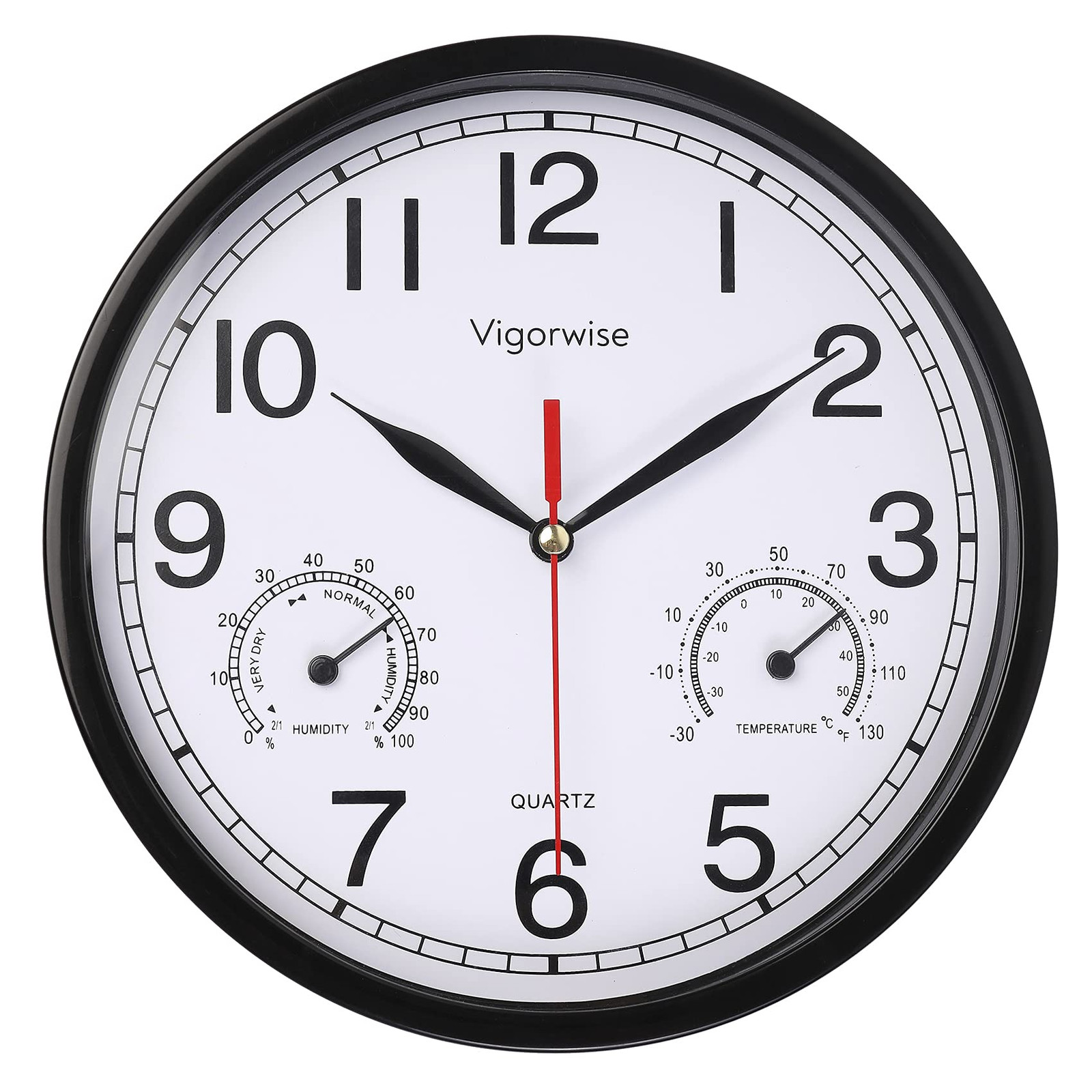 Vigorwise Wall Clock Sweep Silent Movement Accurate Clocks with Temperature & H gallery
