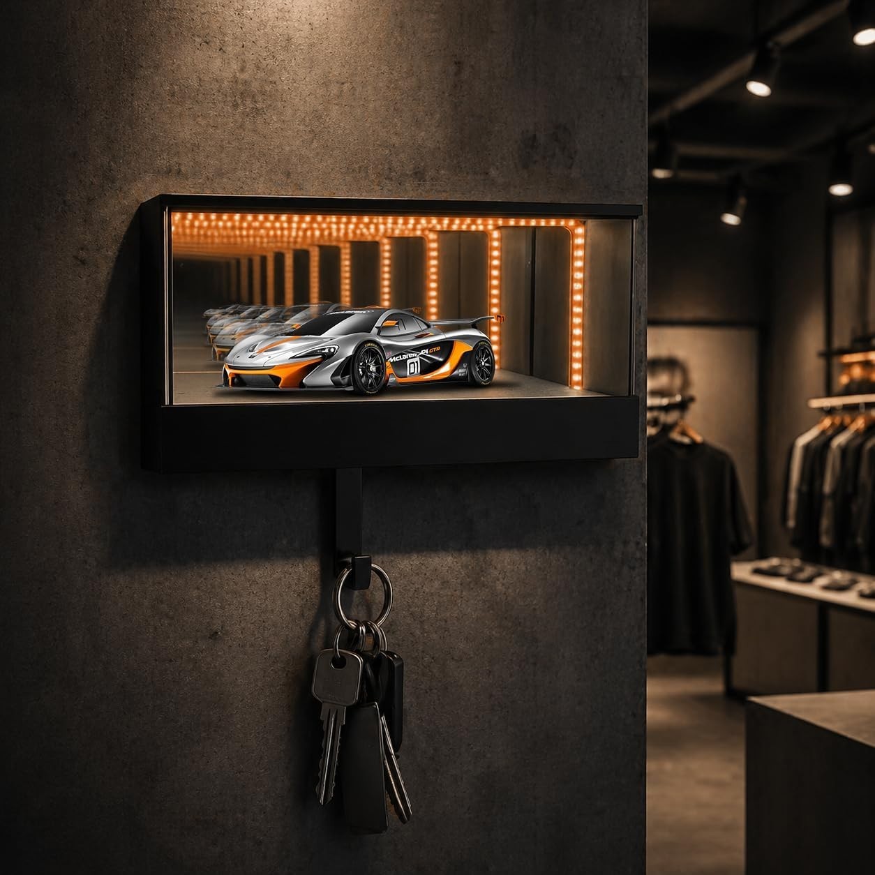 Infinity Mirror LED Car Key Holder Wall Rack Rechargeable Magnetic Auto Sensor K gallery