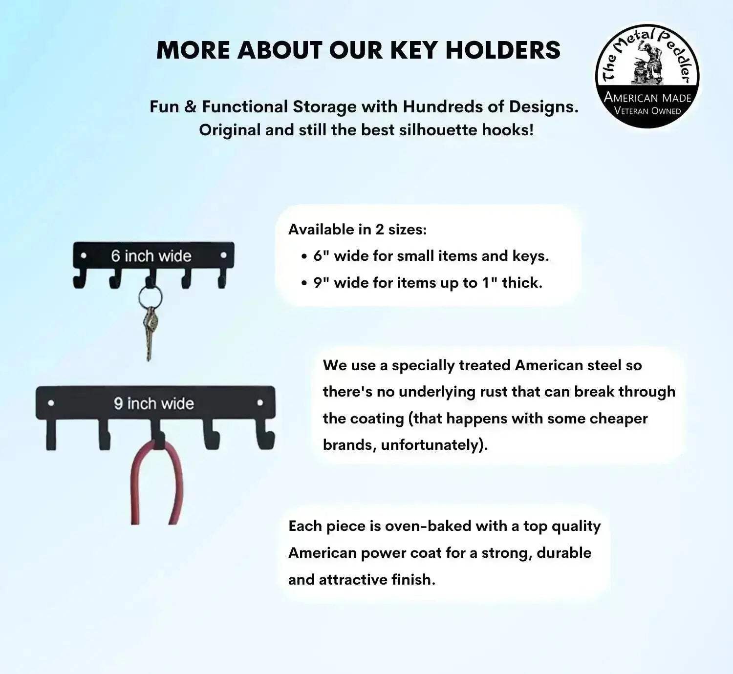 Decorative Scroll K05 Key Rack with 5 Hooks - Made in USA gallery