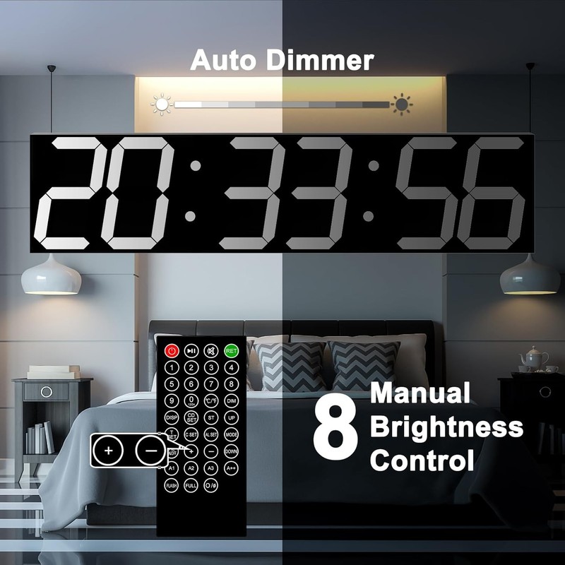Oversized LED Clock CHKOSDA 27 Inch Digital Wall gallery