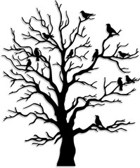 Tree Bird Metal Wall Decor – Rustic Farmhouse Room Decor Simple Black Wall Art H
