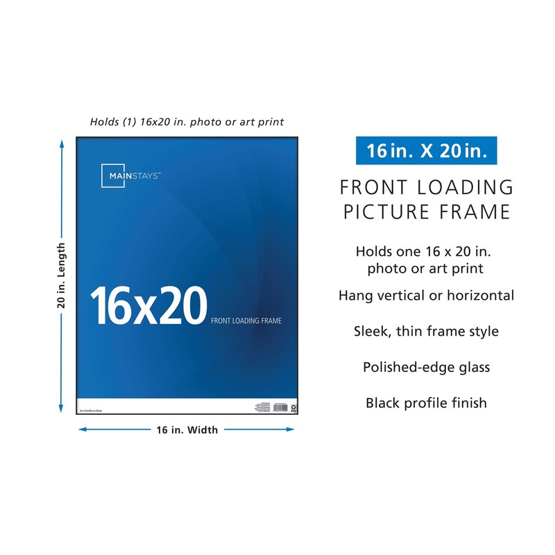 16x20 Front Loading Wall Picture Frame, Black gallery