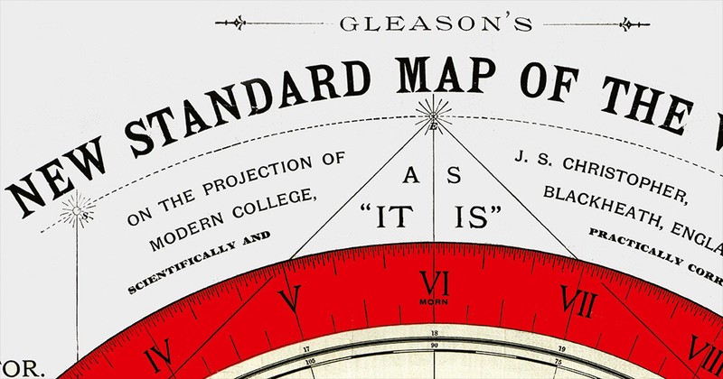 Flat Earth Map - Gleason's New Standard Map Of The World - Medium 18 x 24" 1892 gallery