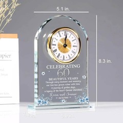 Personalized 60th Anniversary Acrylic Clock Diamond Wedding Gift for Couple XMAS