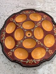 Ceramic Multicolor Decorative Large Egg Plate Handmade With Mold Beautiful VGC
