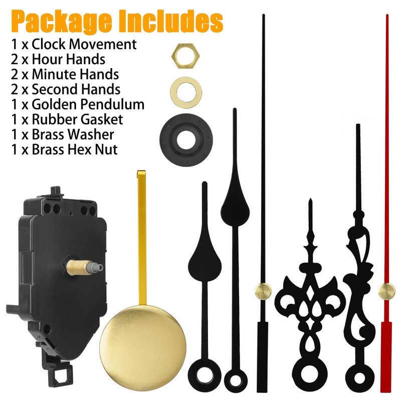 Quartz Pendulum Wall Clock Movement DIY Kit Silent Repair Parts w/2 Pairs Hands gallery