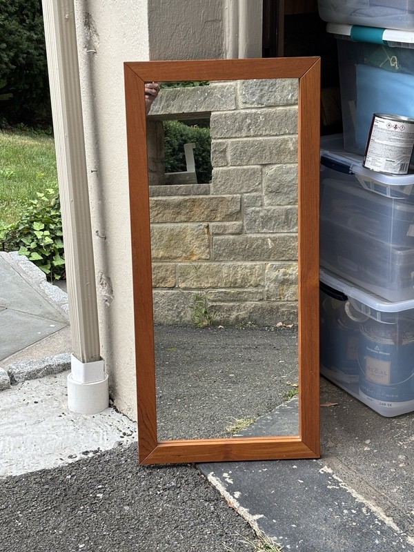 Danish Teak Rectangular Wall Mirror Made in Denmark C1970’s 35.5"x16.75" gallery