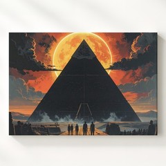 Cosmic Pyramid Canvassurreal Solar Eclipse & Ancient Monument Wall Art