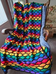 Rainbow Crochet Afghan Throw Reversible 100% Acrylic Handmade 44″ x 63″ #2037