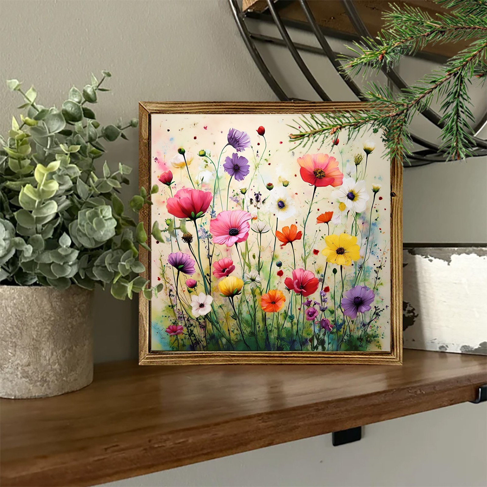 Simple Watercolor Wild Bloom Print Framed Wooden Plaque Tabletop Plaque Gift gallery