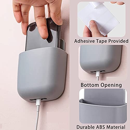 3 Pack Remote Control Holder Wall Mount Holders Hole-Free Phone Charging Grey gallery
