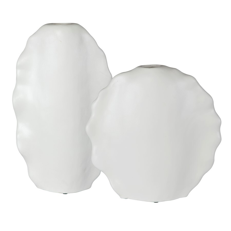 Uttermost Ruffled Feathers Modern White Vases, Set of 2 - 17963 gallery