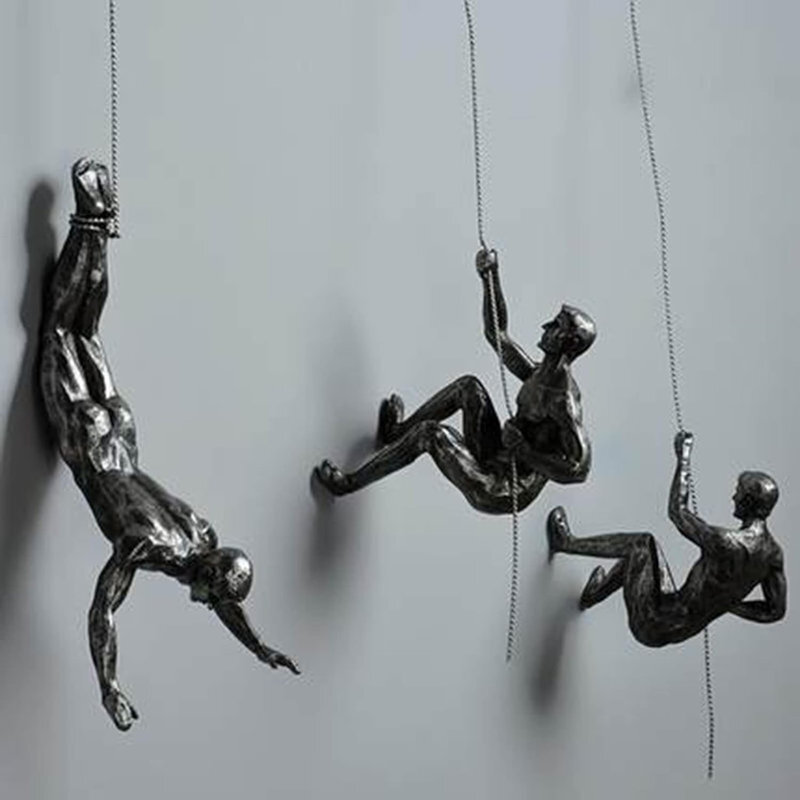 Creative Climbing Man Resin Wall Sculptures 3D Wall Art Decor gallery