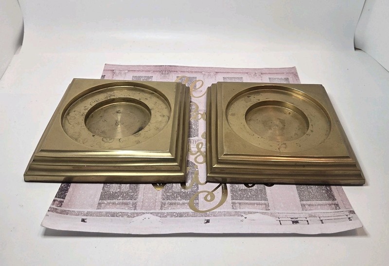 Solid Brass Square Display Riser Bases Stands Tiered Set Of 2 Classic 6.5" gallery