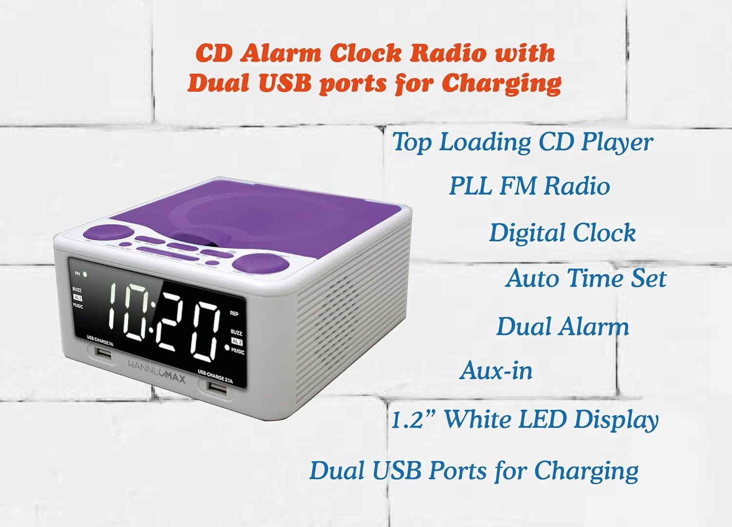 HX-300CD Loading CD Player, PLL FM Radio, Digital Clock, 1.2" White LED gallery