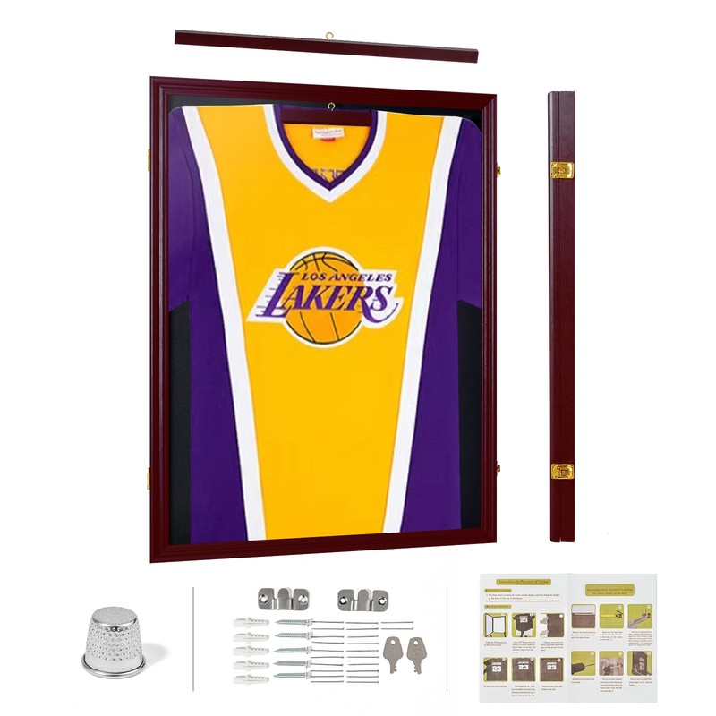 Jersey Display Frame Case Lockable Wall Mount Wooden Showcase Idea Gift gallery