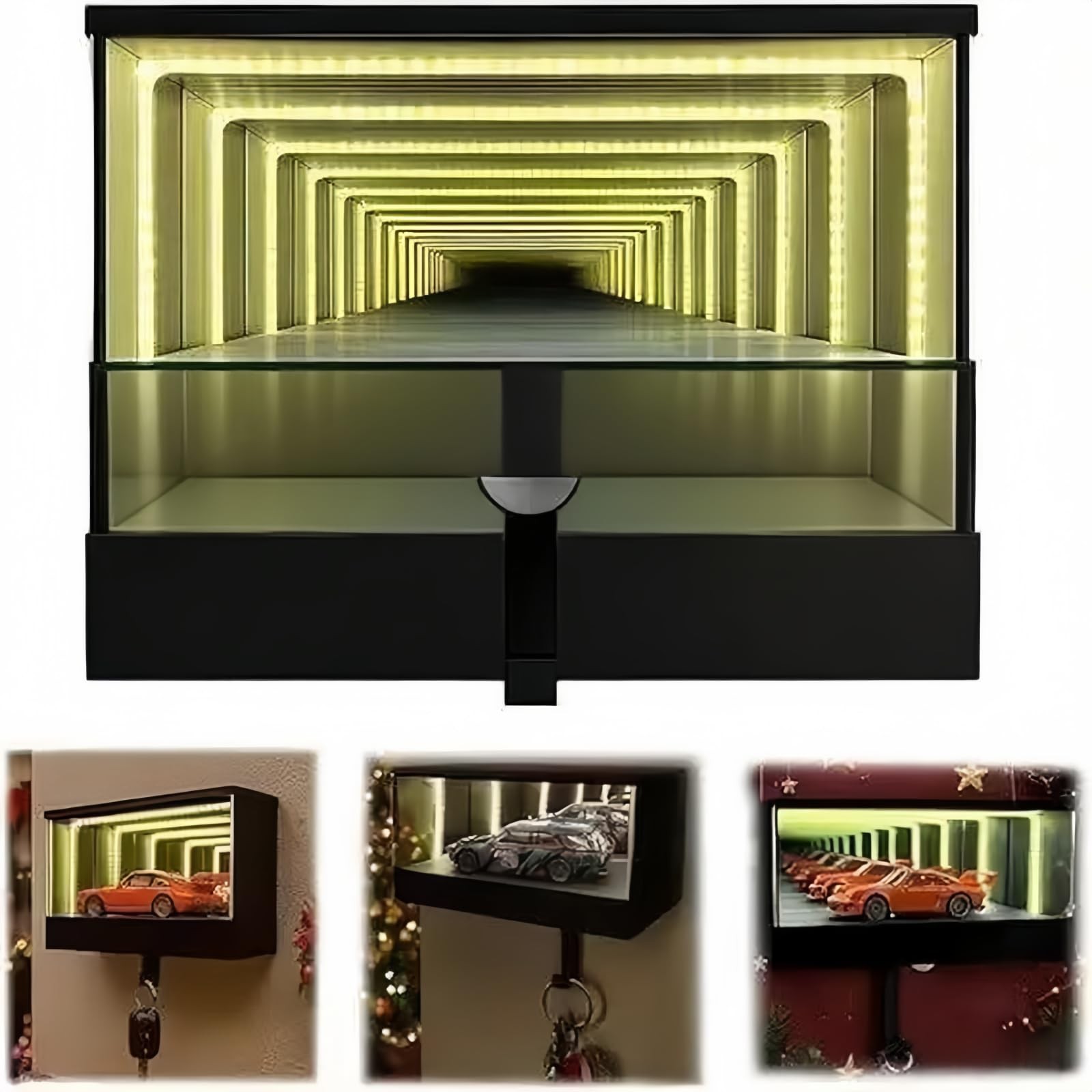Key Holder for Wall, Infinity Garage Key Hanger with LED Lights,Mirrored Key ... gallery