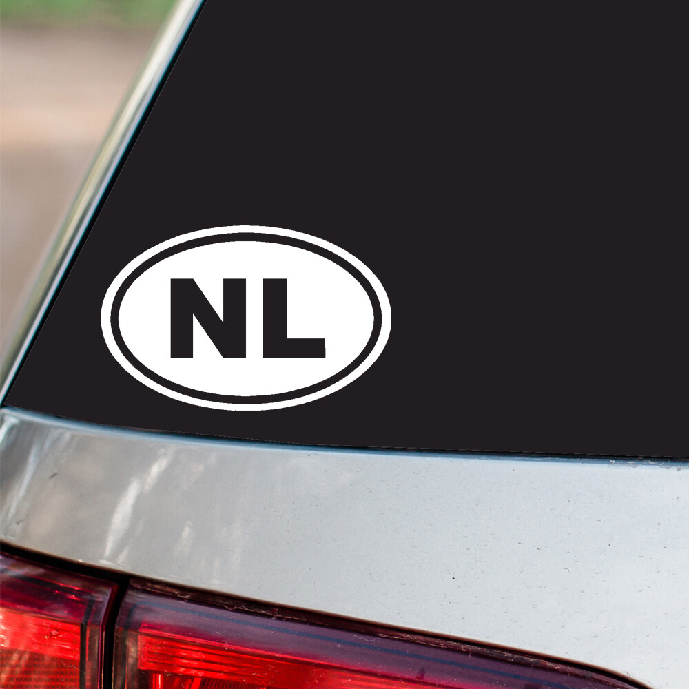 NL Sticker Netherlands Country Cod oval euro all sizes chrome and regular colors gallery